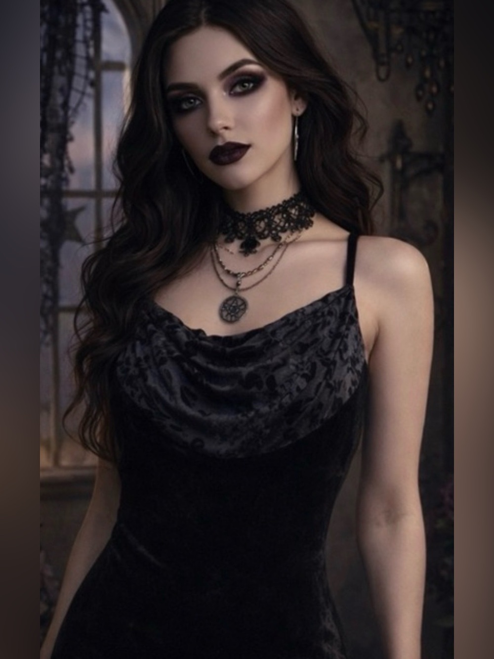 Vintage Rampage Y2K Black Velvet Slip Dress Size M Sexy Whimsigoth Fairy Witchy